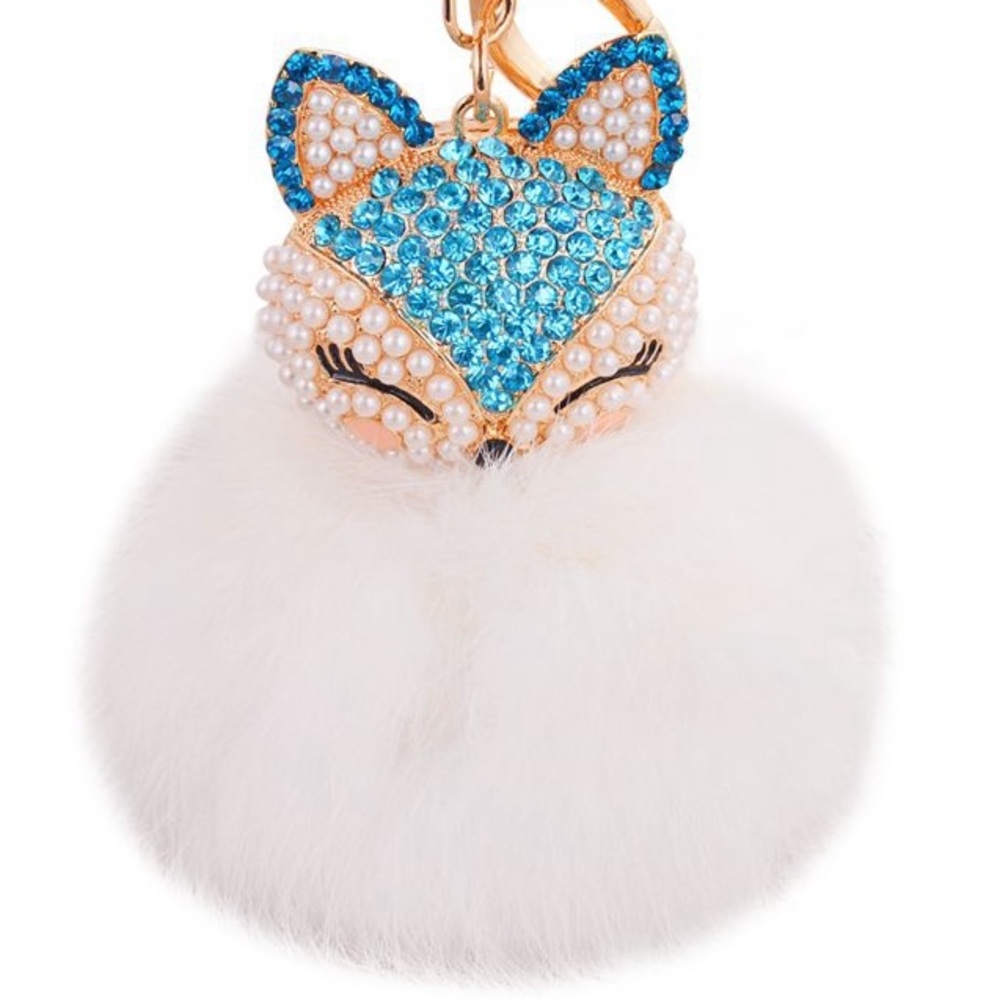 Cute Fox 🦊 Pom Pom Keychain